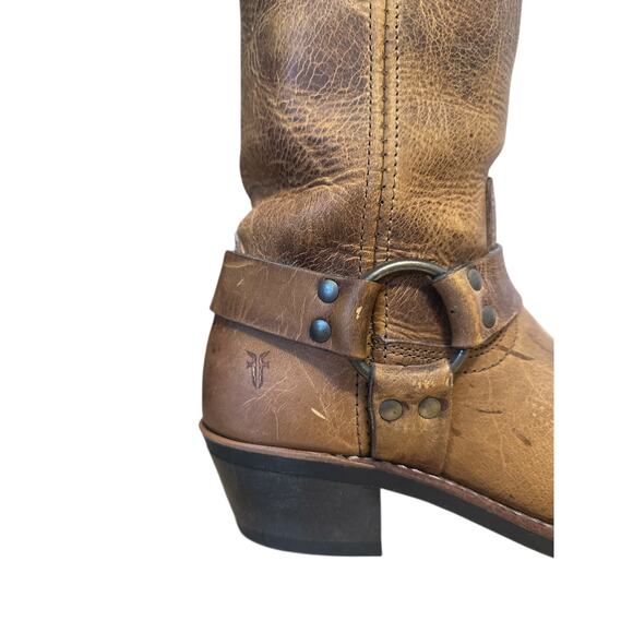 Frye Vintage Brown Leather Square Toe Harness Boots 7.5 - Picture 8 of 13